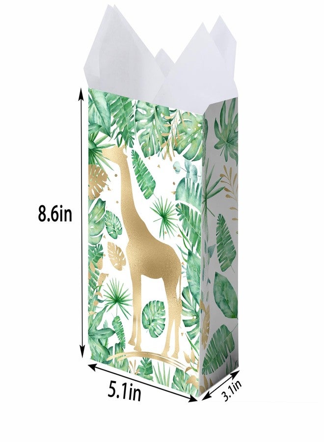 HaPiBiDesign 24 PCS Gold Safari Party Favor Bags with Stickers - Jungle Gold Party Candy Bags - Gold Safari Goodie Gift Treat Bags Gold Safari Themed Birthday Party Supplies - Image 3